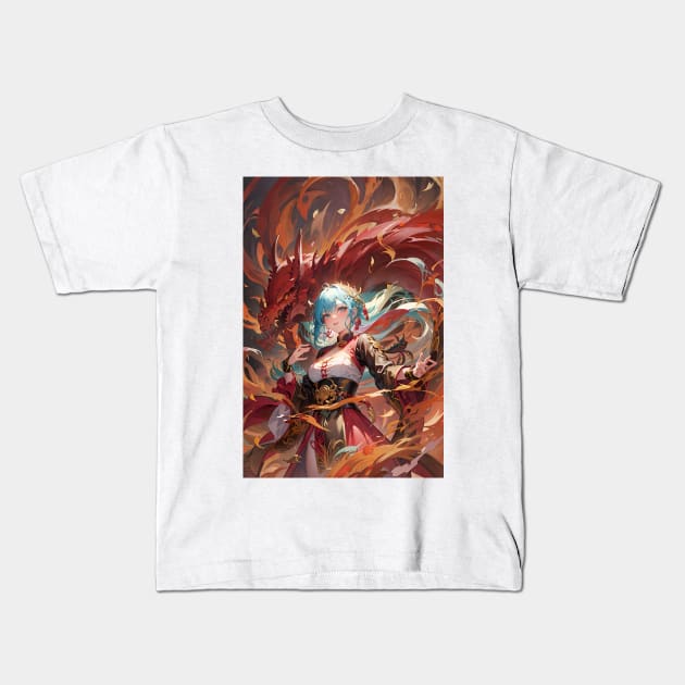 Orochi Splendor: Colorful and Exquisitely Detailed Snake-Dragon Kids T-Shirt by Royal International Fashion